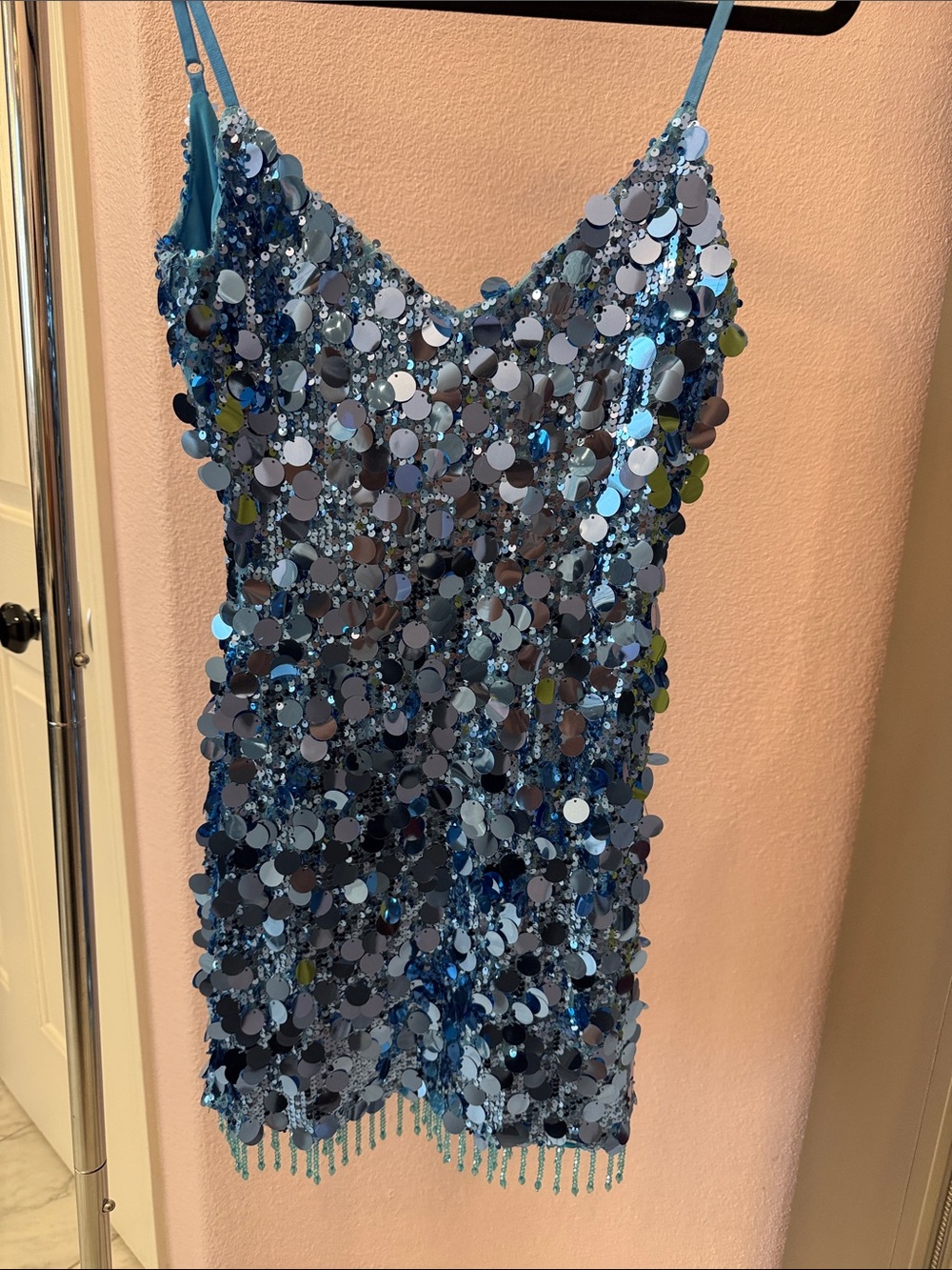 12th Tribe Blue Sequin Slip Dress for Kids